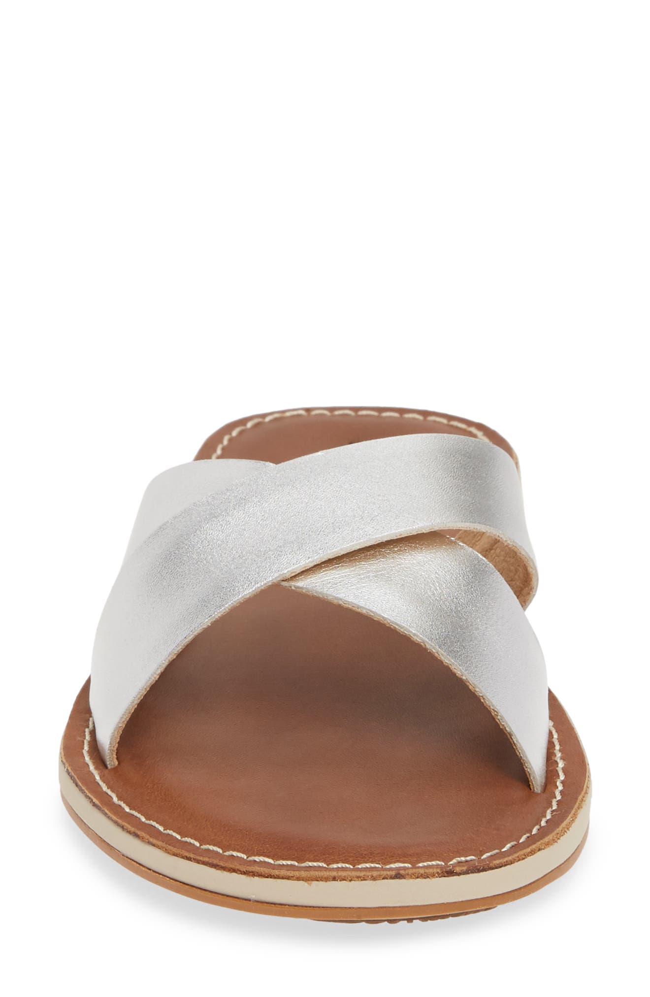 Ke'a Slide Sandal, Alternate, color, SILVER/ TAN LEATHER