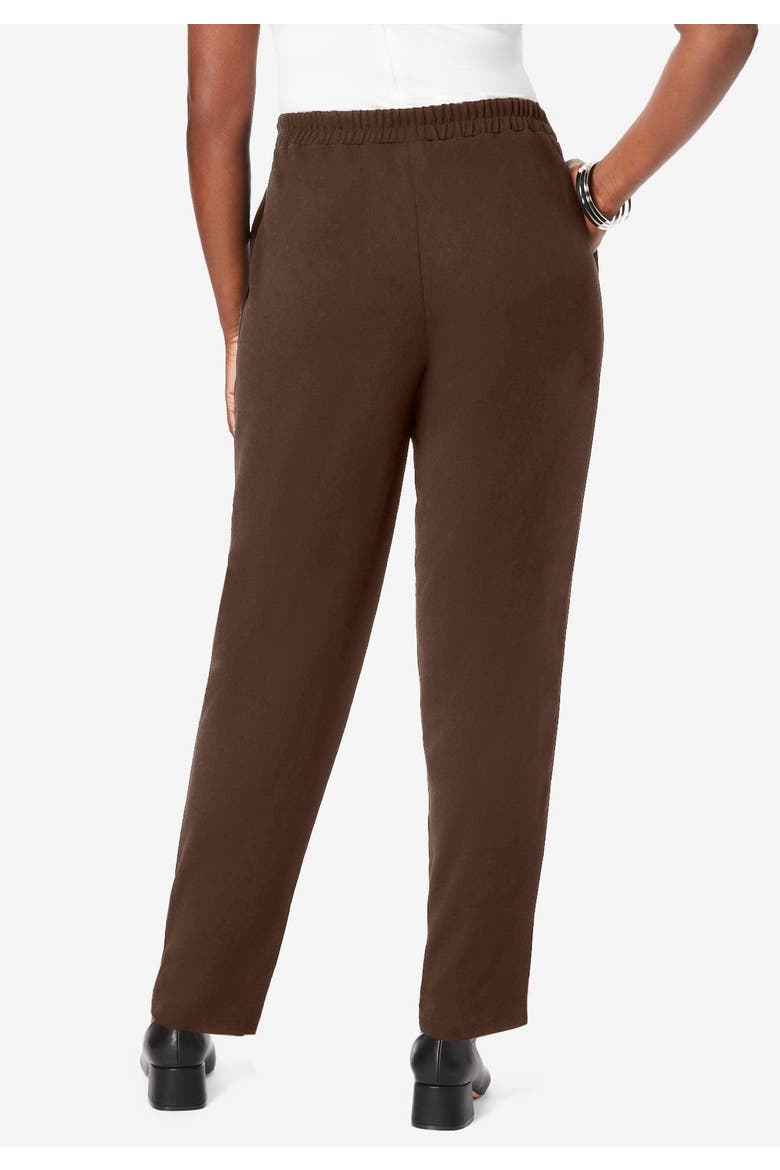 Stretch Knit Crepe Straight Leg Pants, Alternate, color, BROWN MAPLE