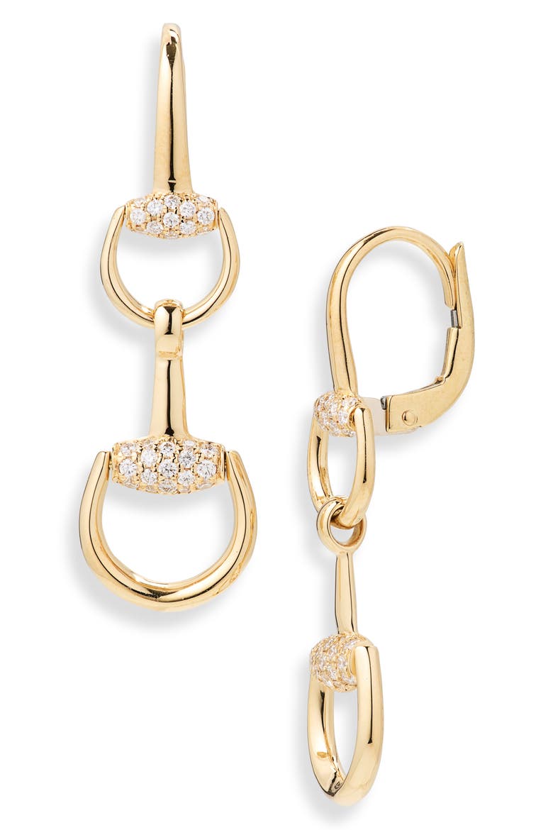 Horsebit Diamond Chandelier Earrings, Main, color, GOLD