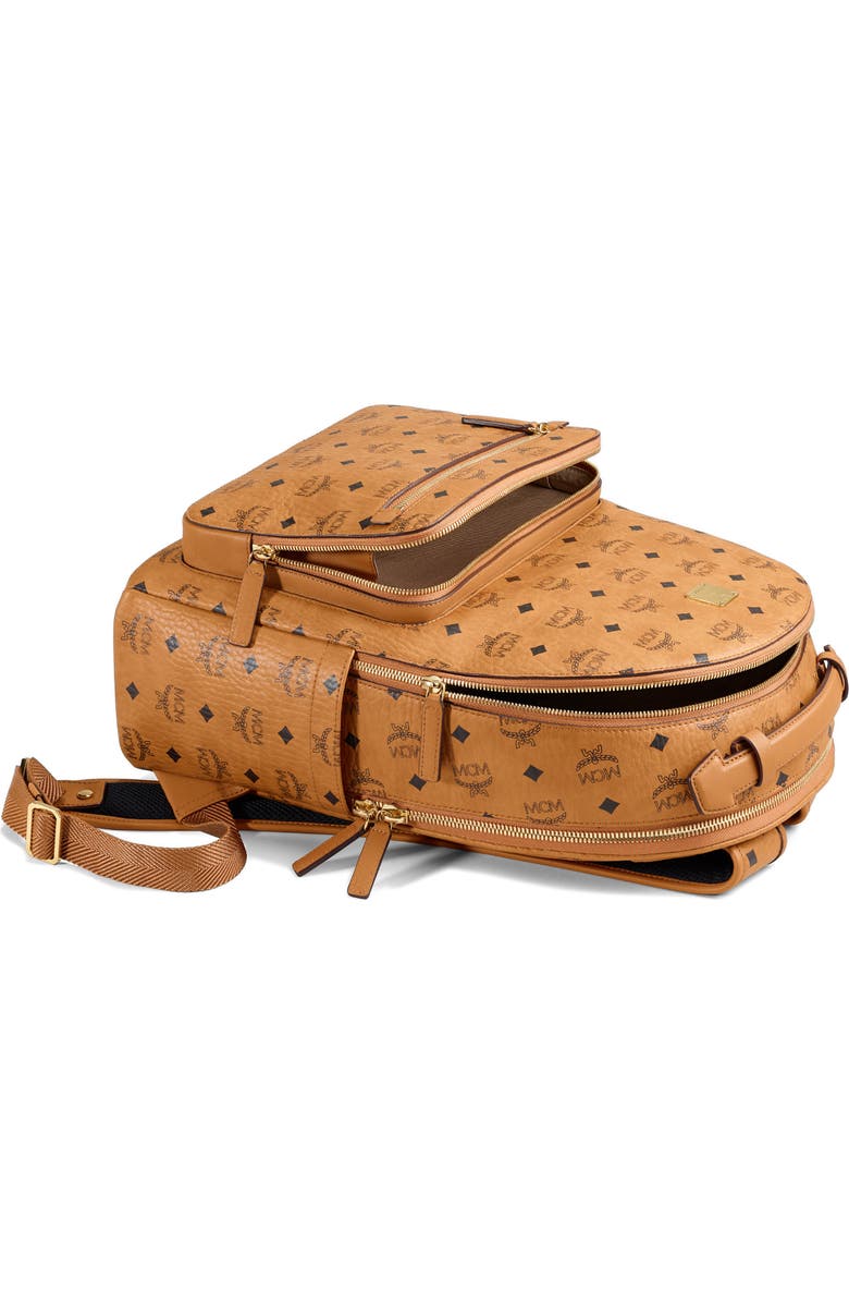 MCM Stark 40 Visetos Backpack, Alternate, color, Cognac