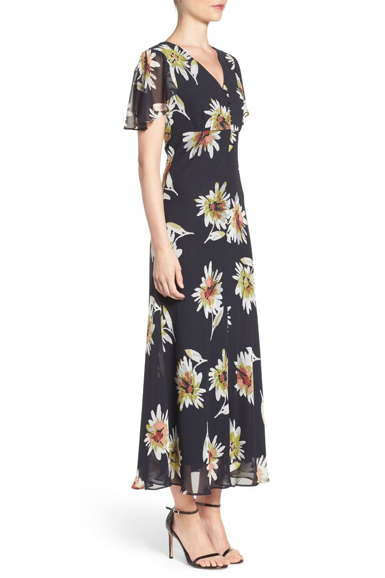 Chiffon Maxi Dress, Alternate, color, NAVY LIME