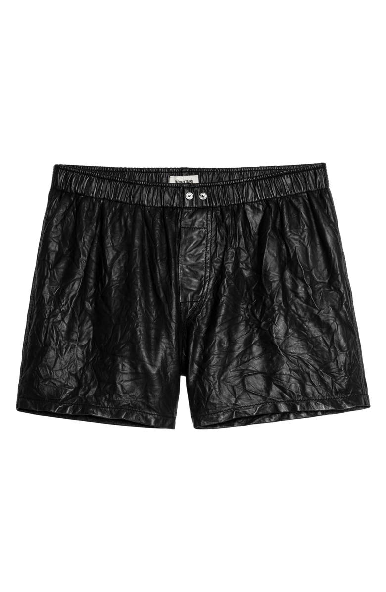 Zadig & Voltaire Pax Crinkled Leather Shorts, Alternate, color, 