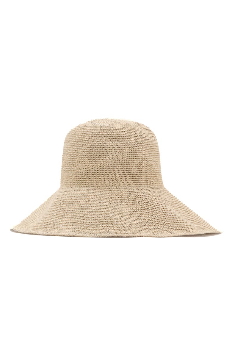 MANGO Straw Bucket Hat, Main, color, Ecru