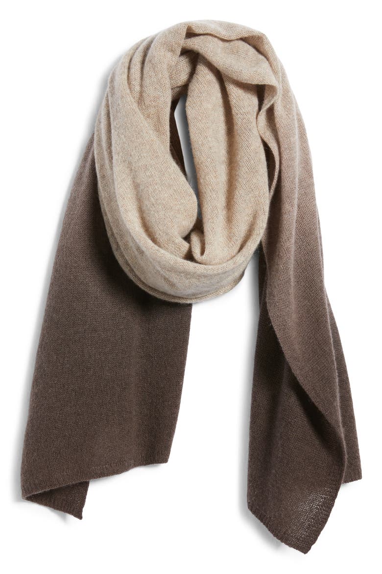 Ombré Cashmere Wrap, Alternate, color, DARK BROWN- OATMEAL