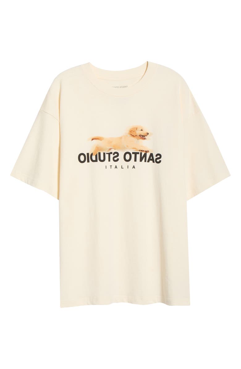 SANTO STUDIO Security Team Drappo Boxy Fit Cotton Graphic T-Shirt, Main, color, Ivory