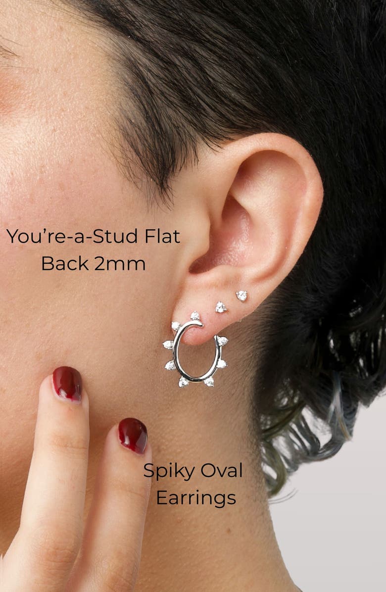 Seed2Stone Spiky Oval Earrings, Alternate, color, Silver