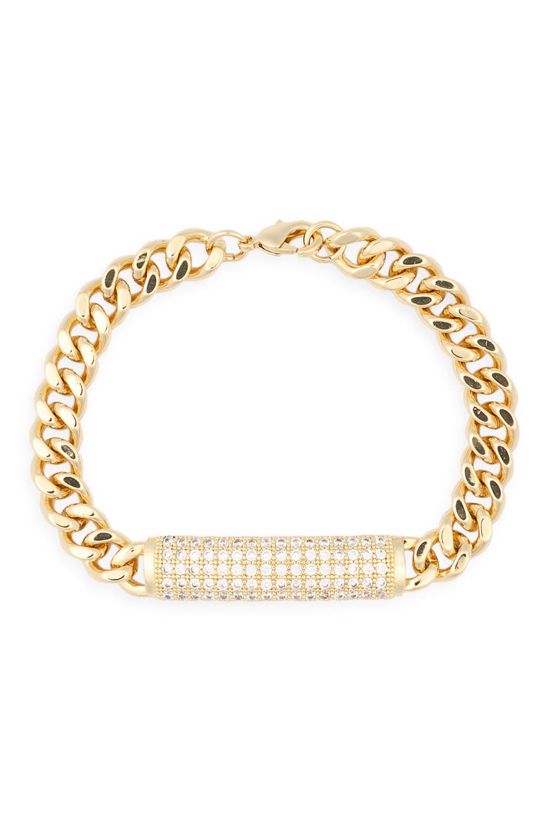 Cubic Zirconia Bar Chain Bracelet, Main, color, CLEAR- GOLD