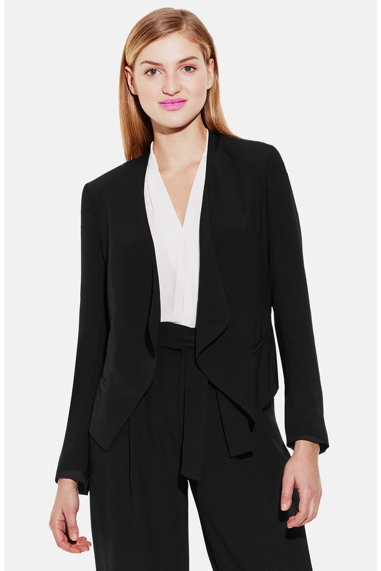 Drape Front Blazer, Main, color, RICH BLACK