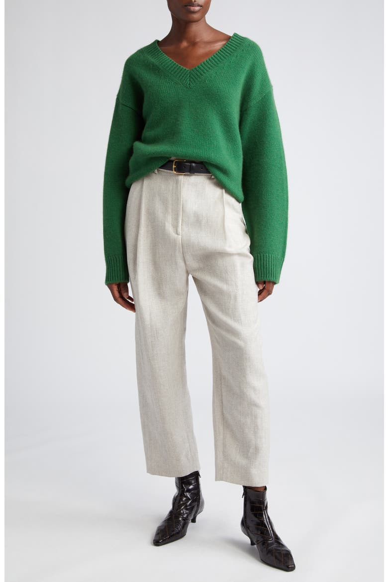 Wool & Cashmere V-Neck Sweater, Alternate, color, PINE
