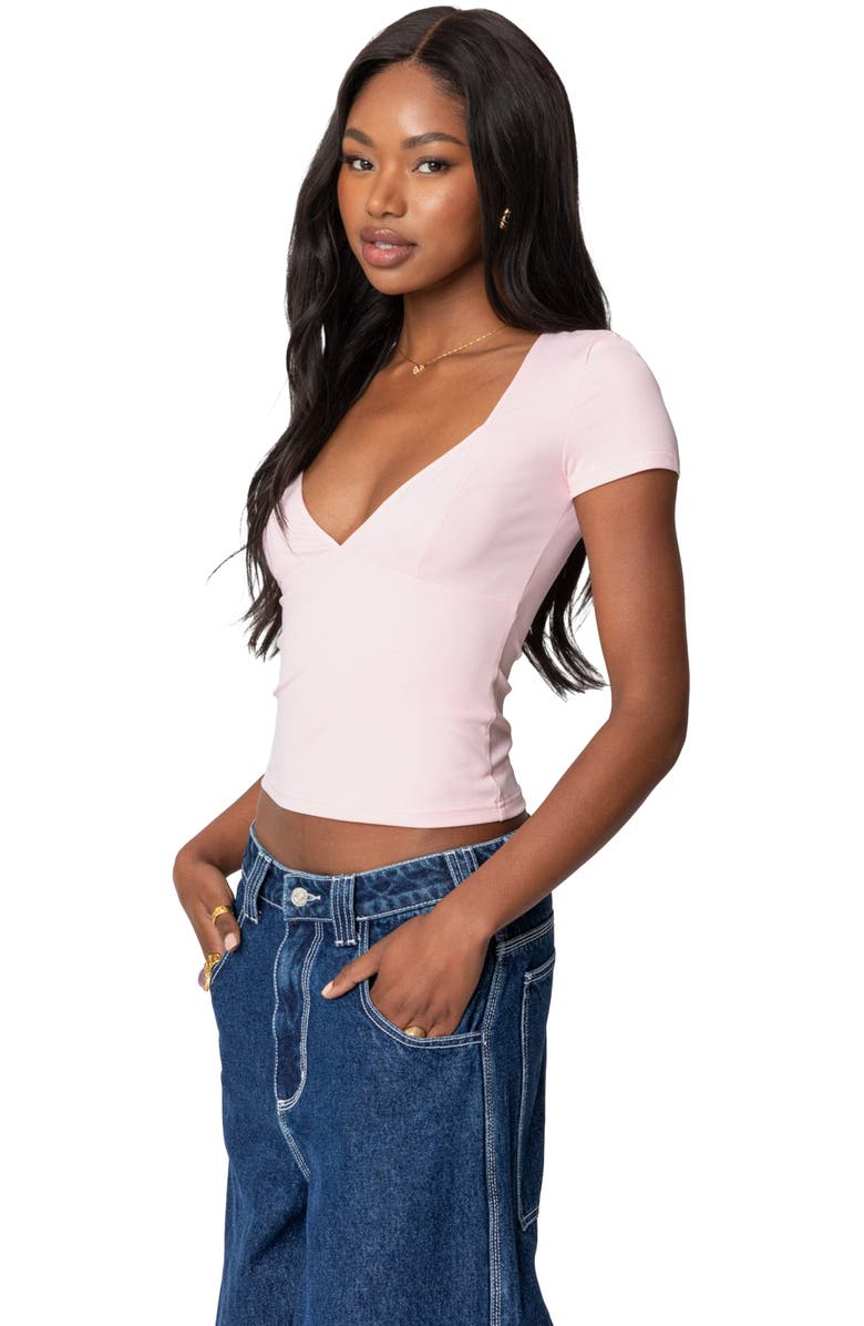 EDIKTED Katia V-Neck Top, Alternate, color, Pink