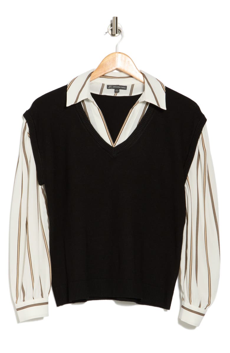 Adrianna Papell Twofer V-Neck Sweater, Alternate, color,