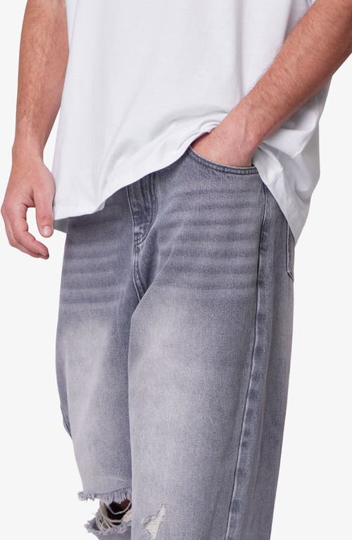 Mnml Blowout Baggy Ripped Wide Leg Jeans In Gray