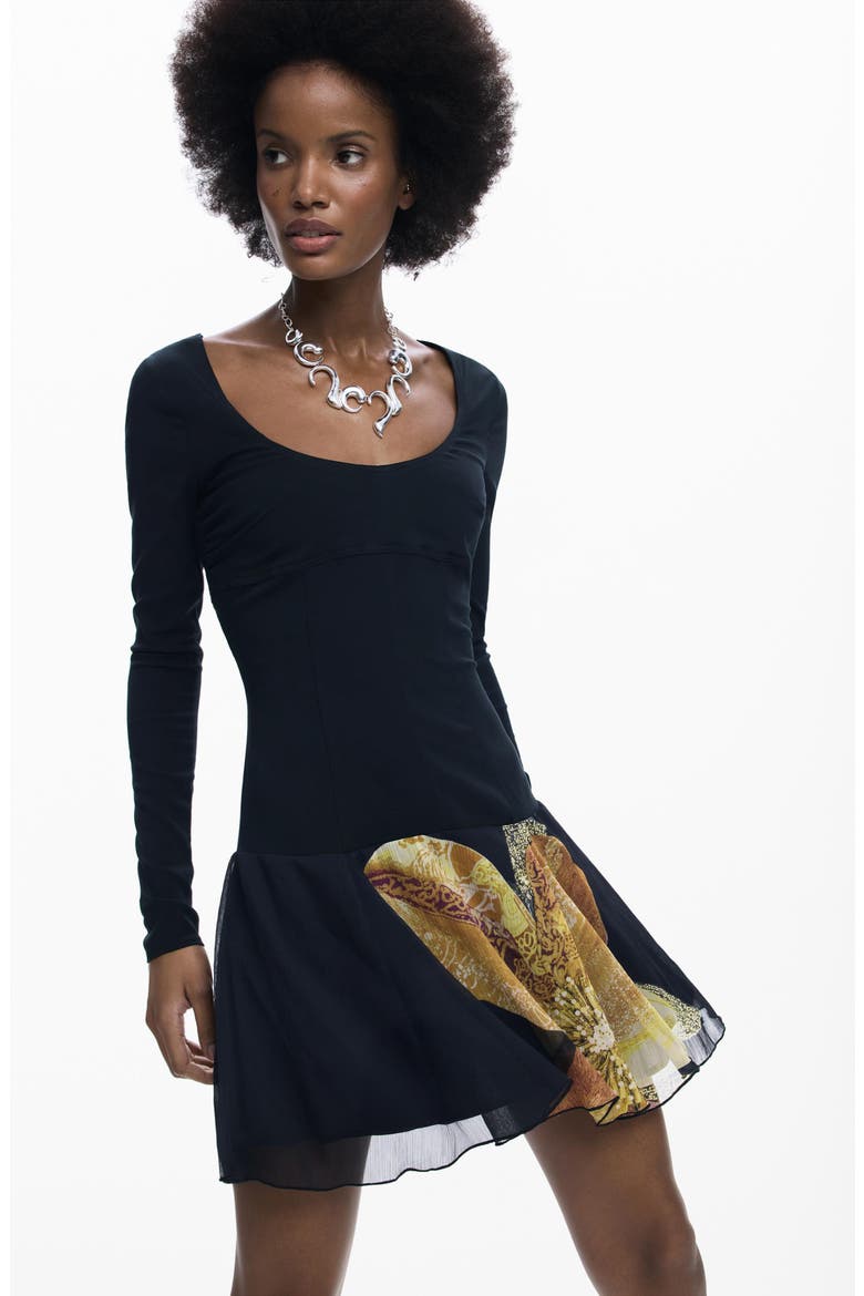 Long Sleeve Minidress, Alternate, color, BLACK
