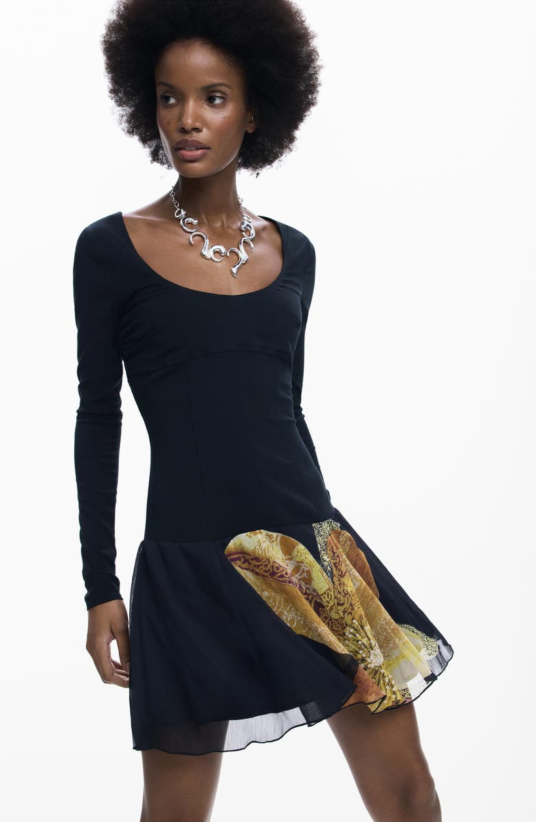 Desigual Long Sleeve Minidress, Alternate, color,
