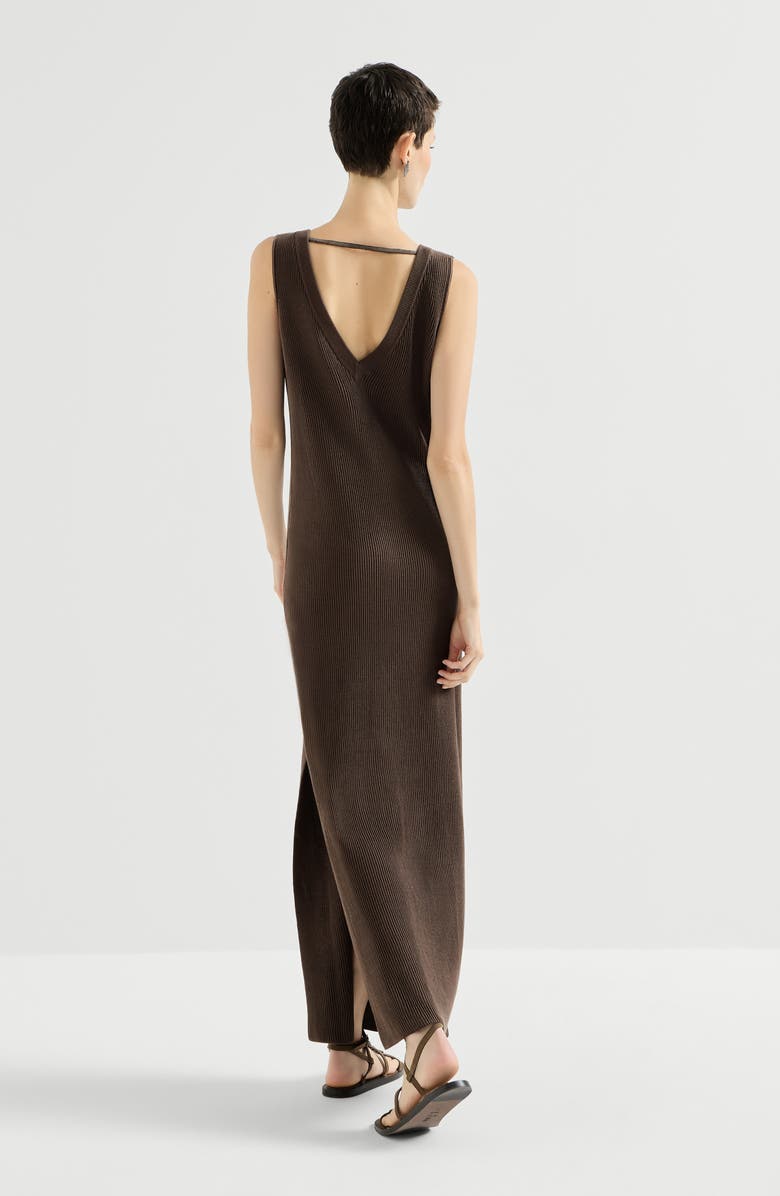 Brunello Cucinelli Rib knit dress, Alternate, color, Brown