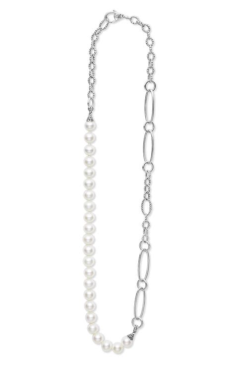 Luna Split Freshwater Pearl Chain Necklace