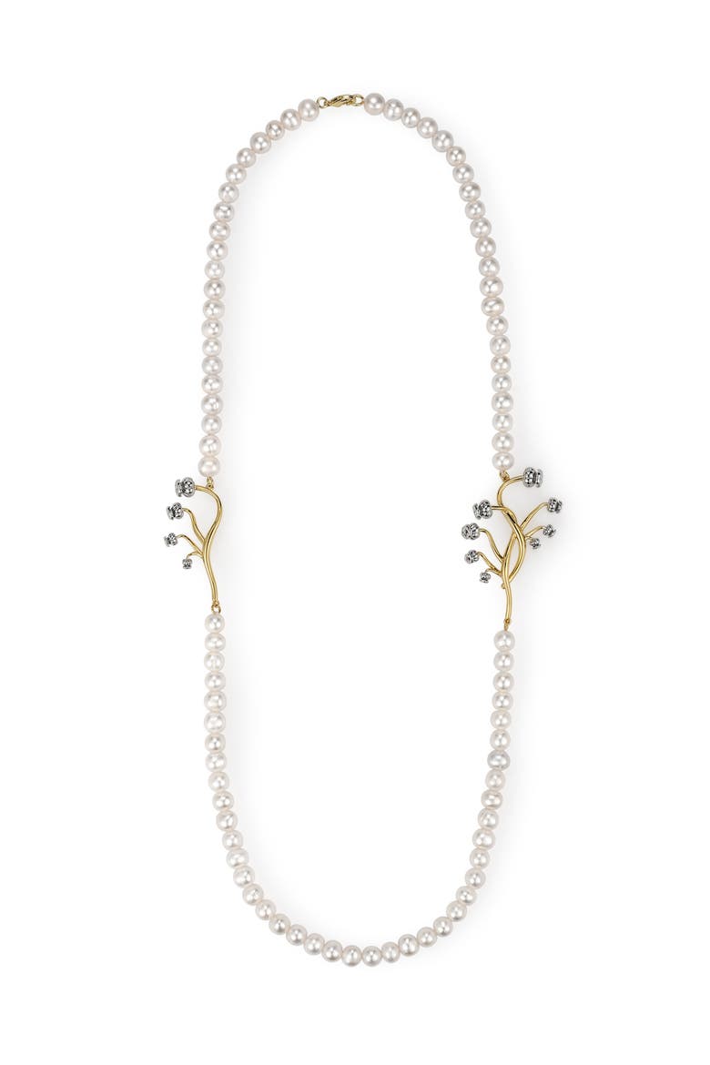 Lily of the Valley Pearl Necklace, Alternate, color, White & Gold