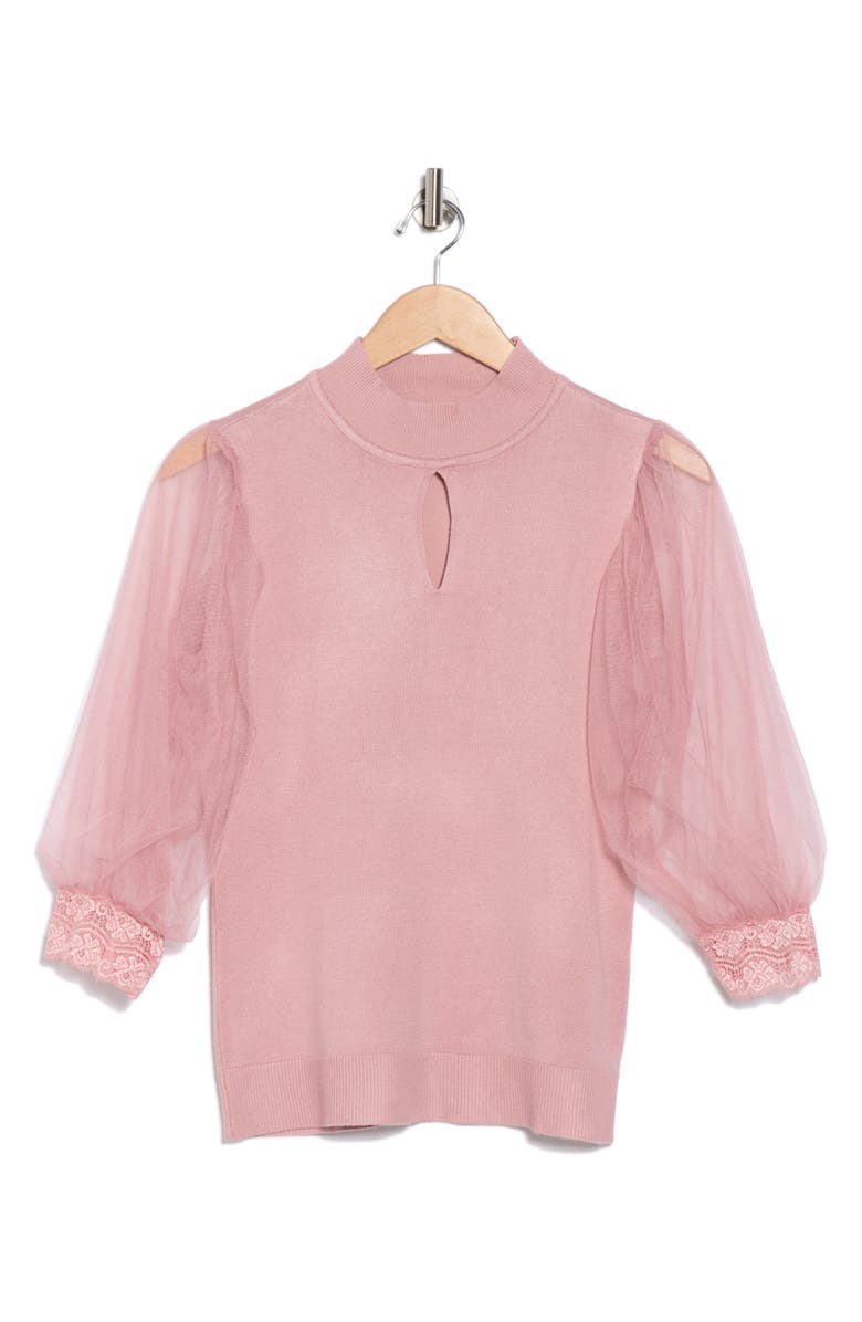 BY DESIGN Harmony Mesh Sleeve Sweater, Alternate, color, Zephyr