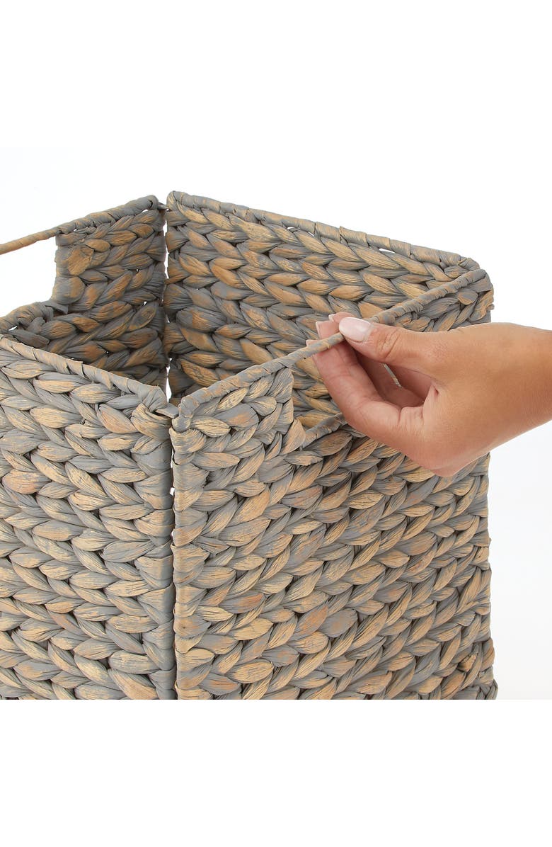mDesign Hyacinth Woven Cube Bin Basket Organizer, Alternate, color, Gray Wash