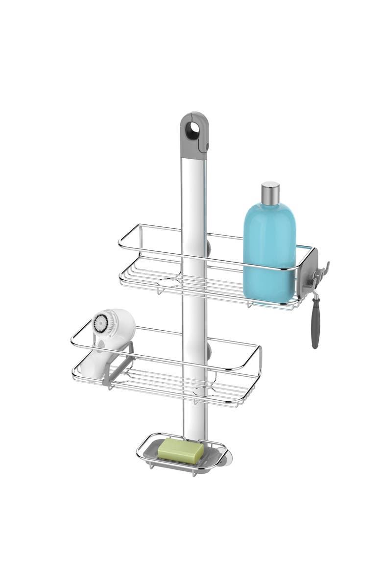 simplehuman adjustable caddy, stainless steel + anodized aluminum, Alternate, color, Grey