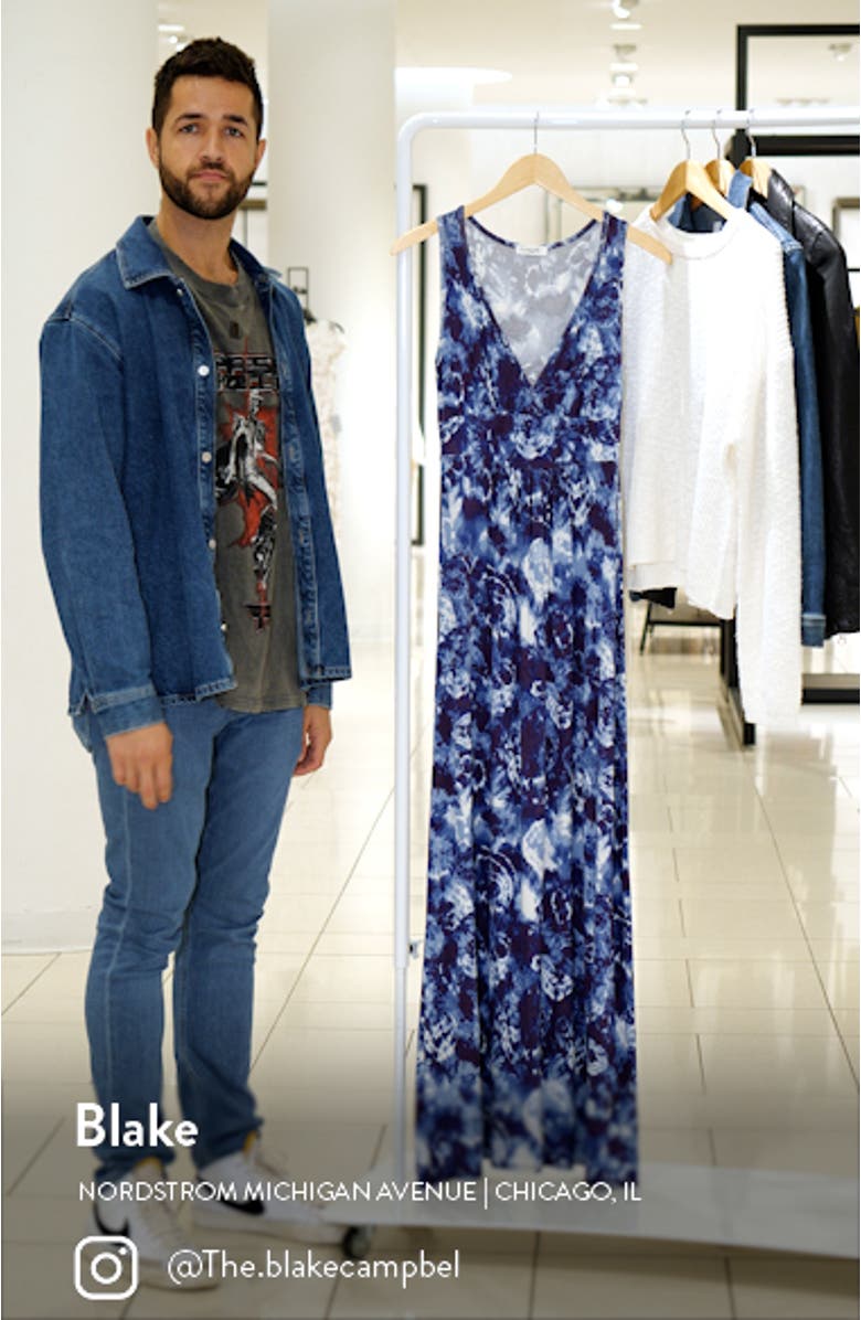 Tie Dye Print V-Neck Jersey Maxi Dress, sales video thumbnail