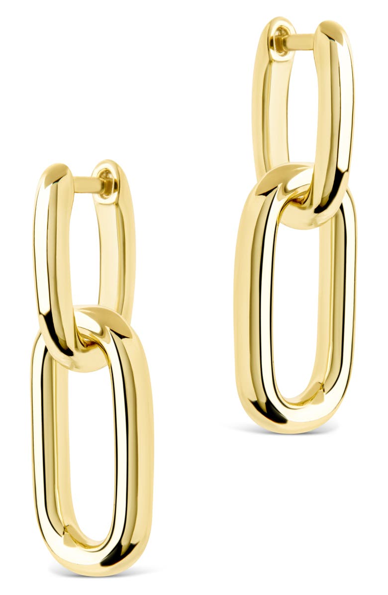 Sterling Forever Rima Oval Link Drop Huggie Hoop Earrings, Alternate, color, Gold