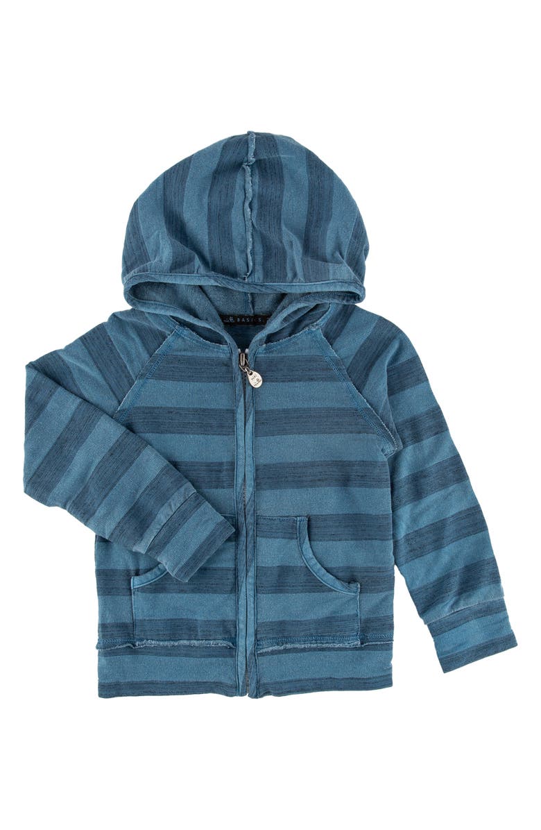 Miki Miette Kids' Stripe Zip-Up Cotton Hoodie, Main, color,