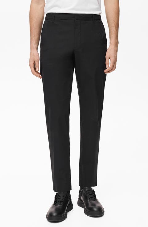 Slim Fit Flat Front Elastic Waist Pants