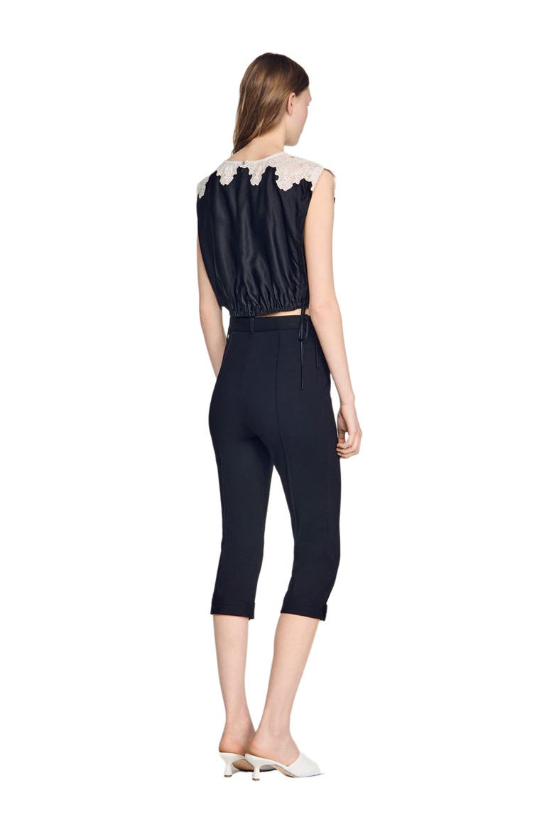 Contrast lace crop top, Alternate, color, Black / ecru