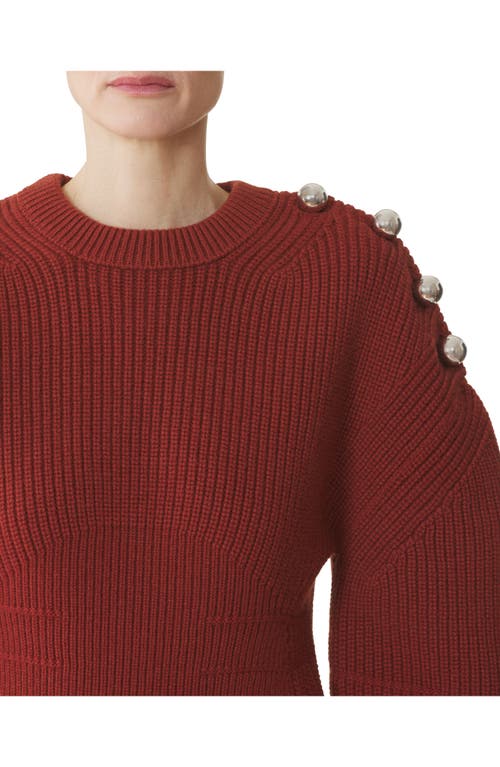 Lanvin Button-embellished Ribbed Sweater In Red