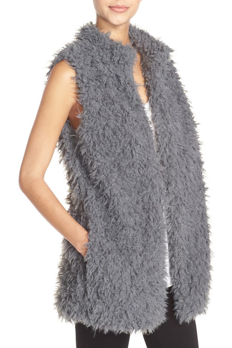 Faux Fur Vest, Alternate, color, GREY