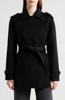 Michael Kors Double Face Wool Blend Crop Trench Coat