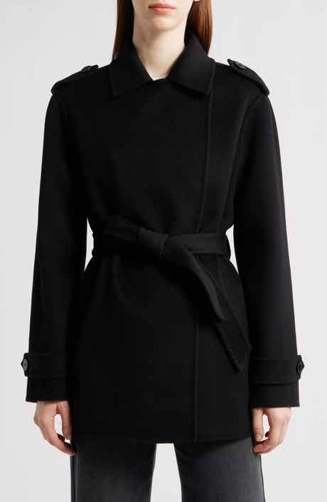 Michael Kors Double Face Wool Blend Crop Trench Coat