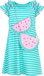 Mia Belle Girls Girls Couture Cutie Watermelon Dress and Purse Set
