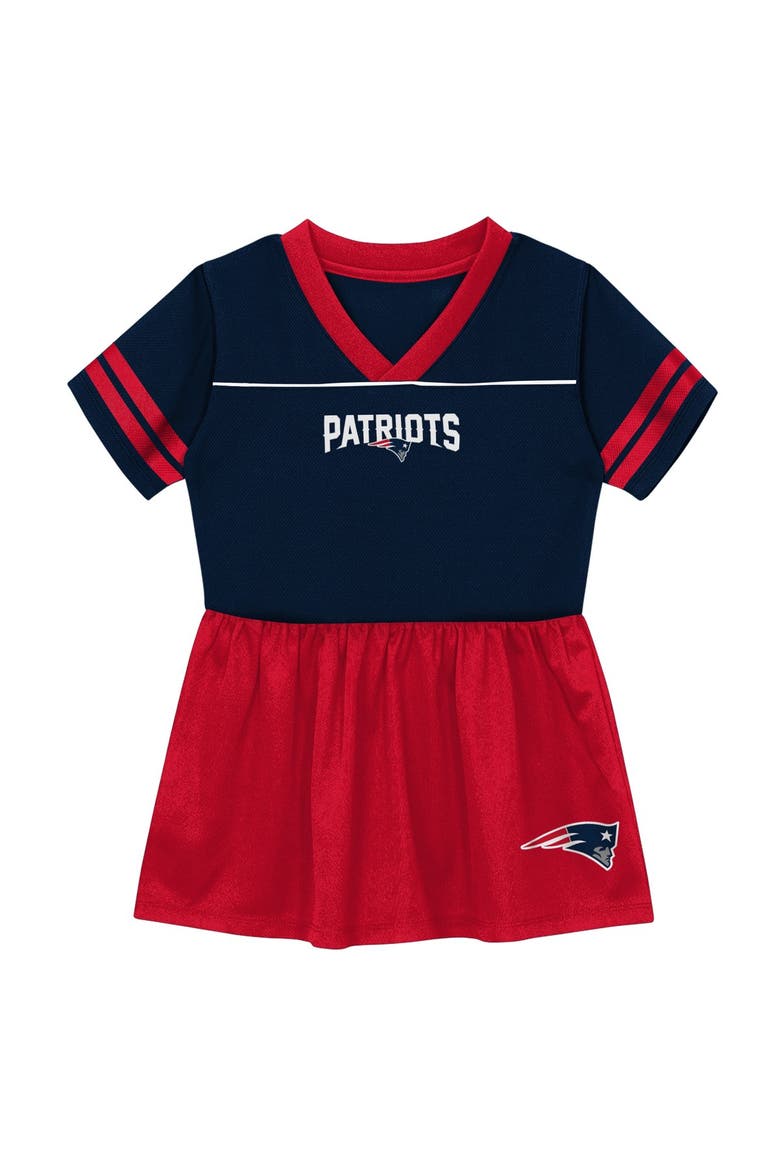 Toddler Outerstuff  Navy New England Patriots Stadium Lights V-Neck Fashion Football Jersey Dress, Alternate, color, Navy