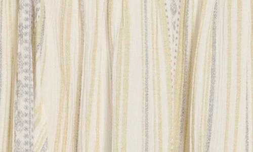 Bobeau Woven Babydoll Top In Sage/grey Stripe