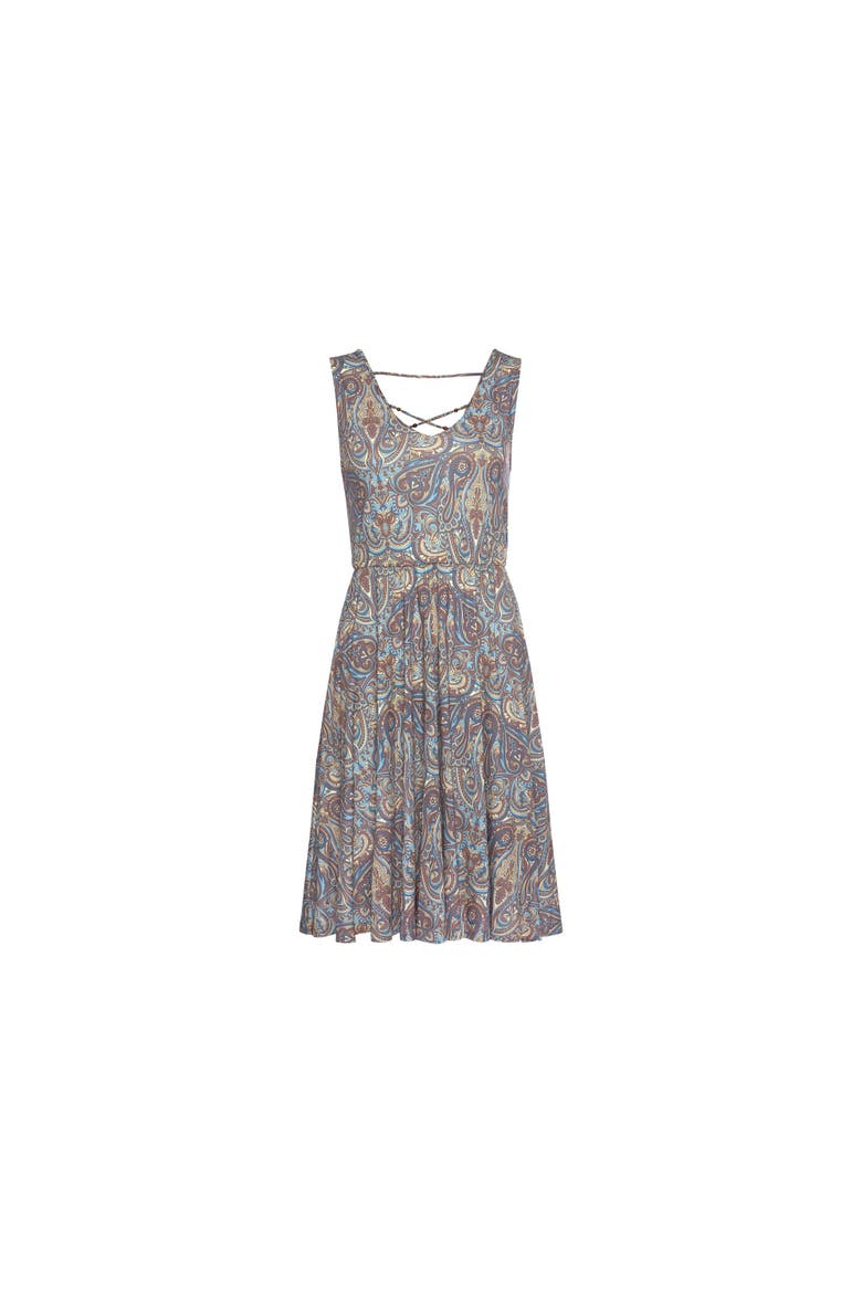 Sleeveless Paisley Dress, Alternate, color, Navy Printed