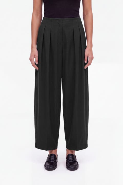Double Pleat Belted Trousers