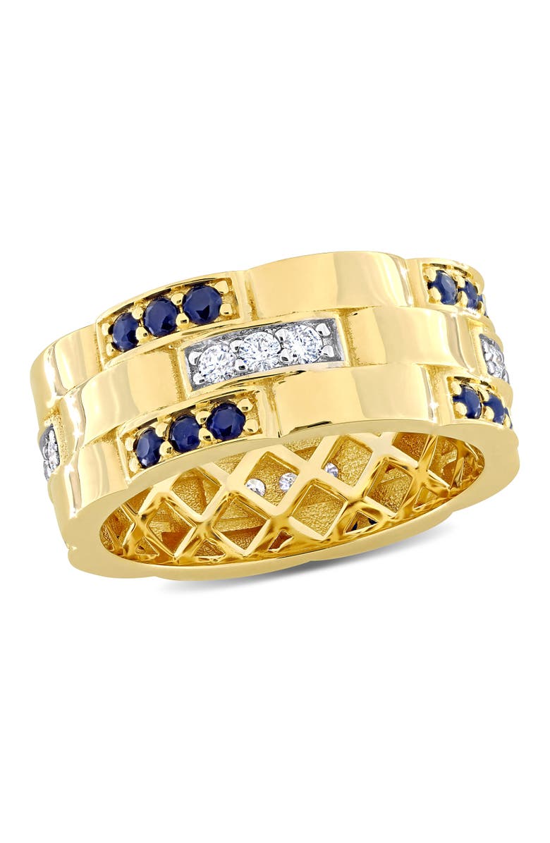 Julianna B. Sapphire & Diamond Triple Row Ring 14k, Main, color, Sapphire