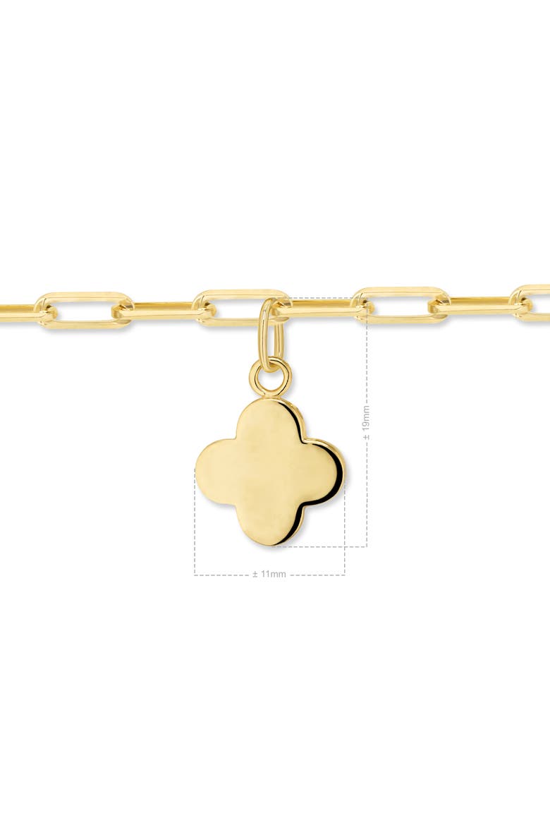 Clover Charm with Paperclip Chain Bracelet in 14K Gold, 7", Alternate, color, Yellow Gold