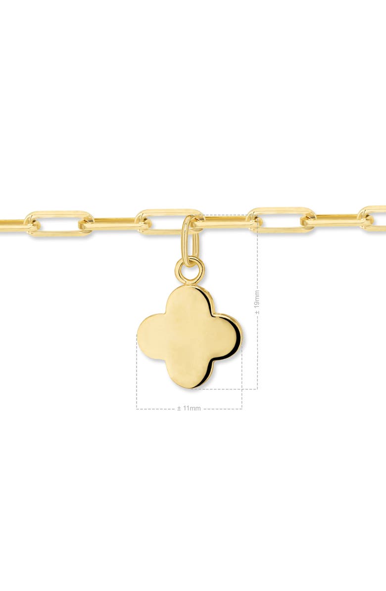 DEVATA Clover Charm with Paperclip Chain Bracelet in 14K Gold, 7", Alternate, color, Yellow Gold