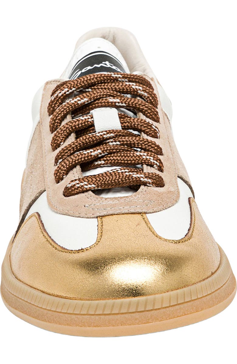 Santoni Women's leather and suede DBS Oly sneaker, Alternate, color, White/Beige/Silver