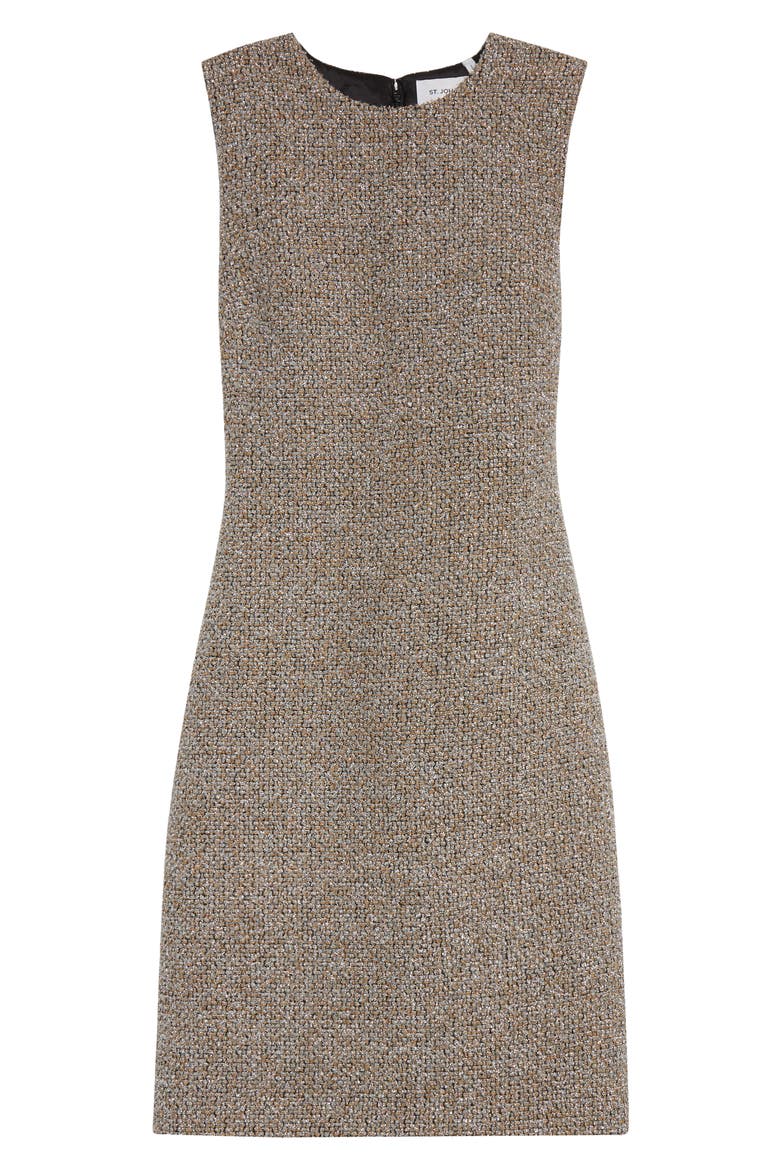 Metallic Eyelash Tweed Dress, Alternate, color, SHADOW/ SILVER/ KHAKI MULTI