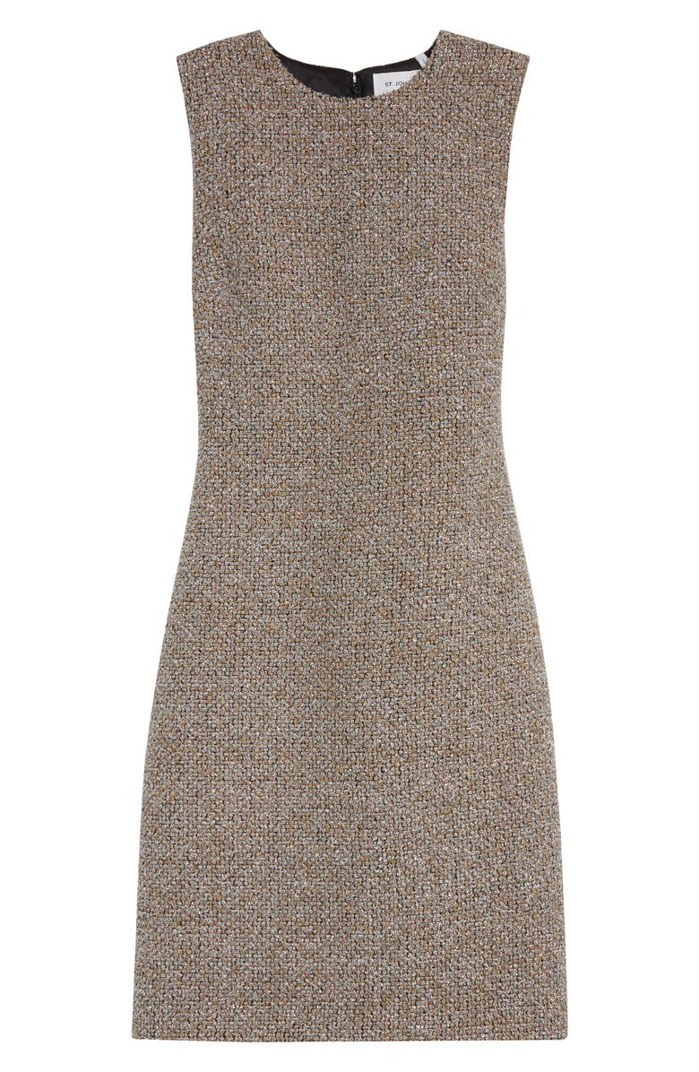 ST. JOHN Metallic Eyelash Tweed Dress, Alternate, color, Shadow/ Silver/ Khaki Multi