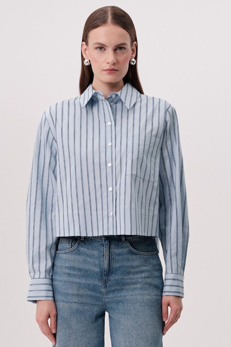 Kaylie Collar Side Slit Striped Shirt, Alternate, color, Multi Color
