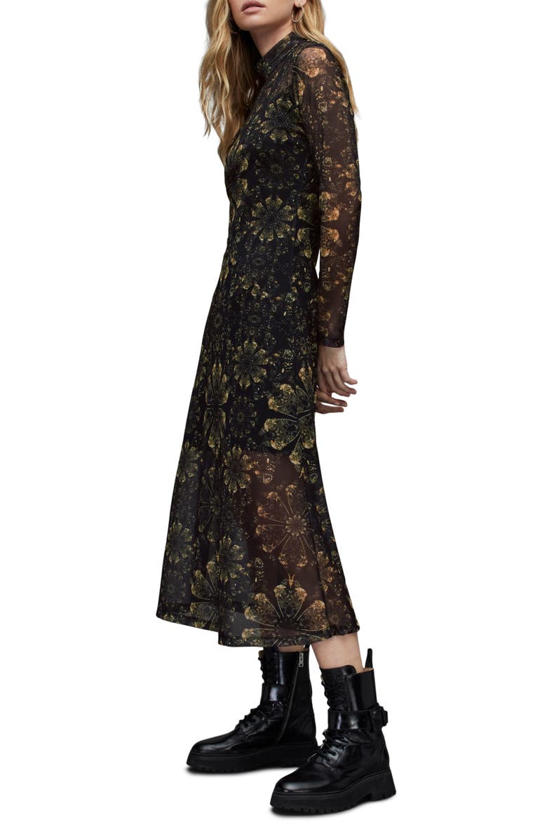 AllSaints Hanna Gloria Long Sleeve Midi Dress, Alternate, color,