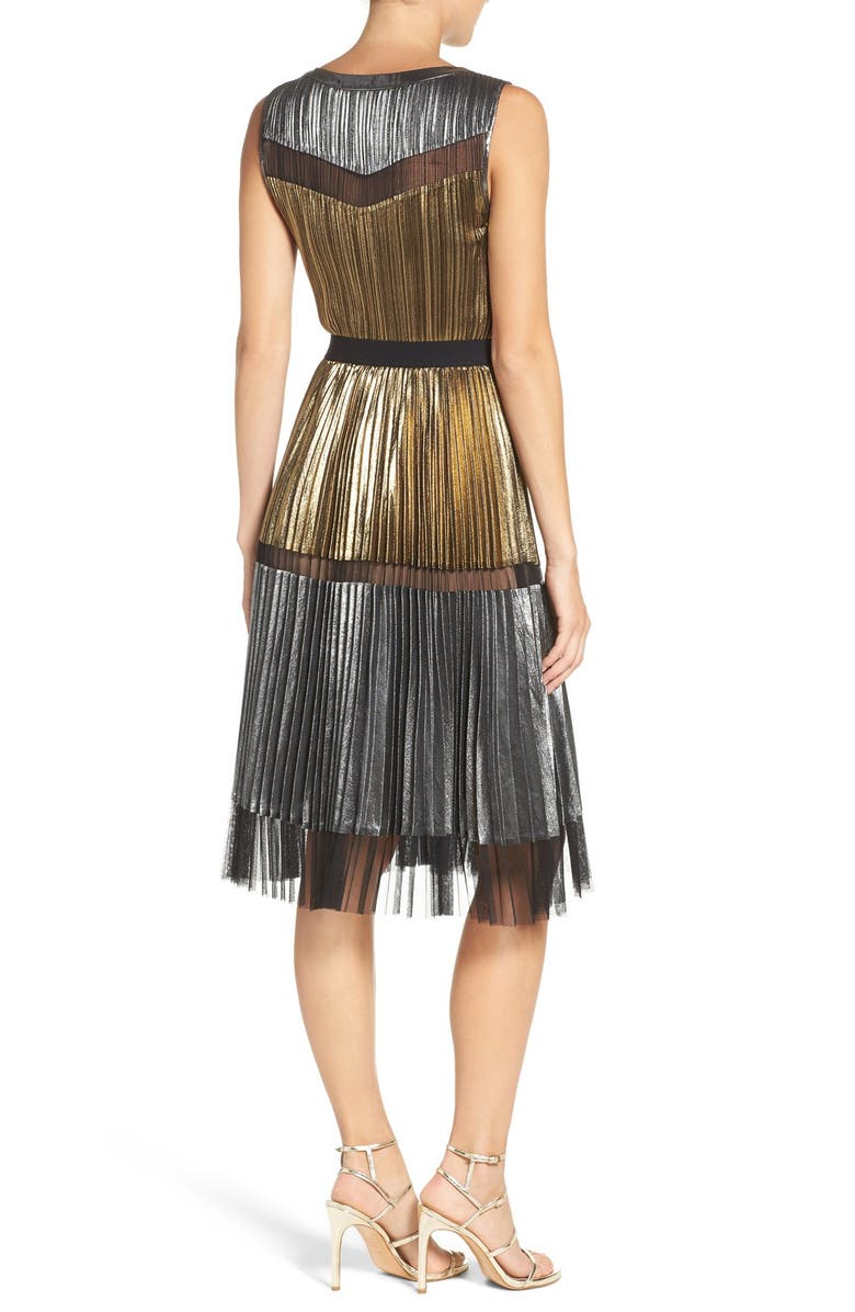 BCBGMAXAZRIA Lamé Midi Dress, Alternate, color, 