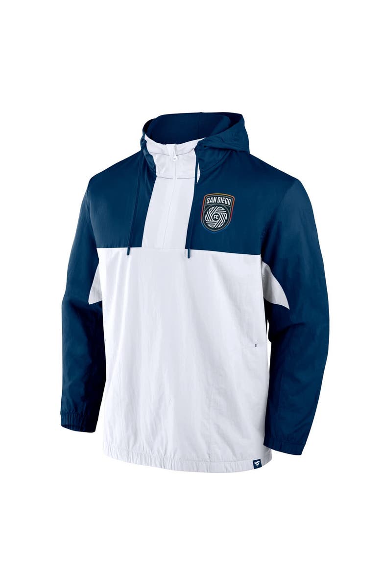 FANATICS Men's Fanatics Navy San Diego FC Free Kick Woven Quarter-Zip Hoodie Jacket, Alternate, color, 