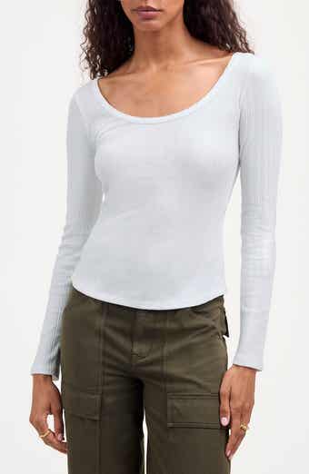 Madewell Pointelle Scoop Neck Long Sleeve Top