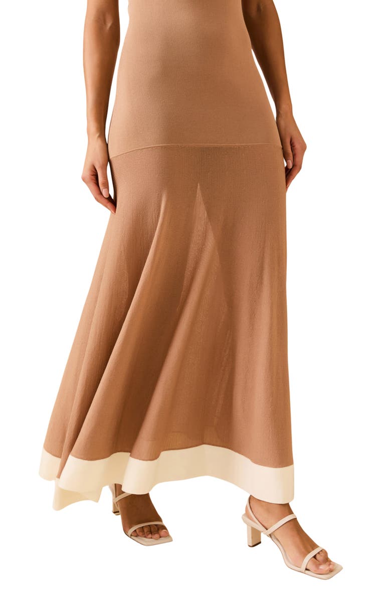 Solid & Striped The Tess Contrast Border Sweater Dress, Alternate, color, Camel